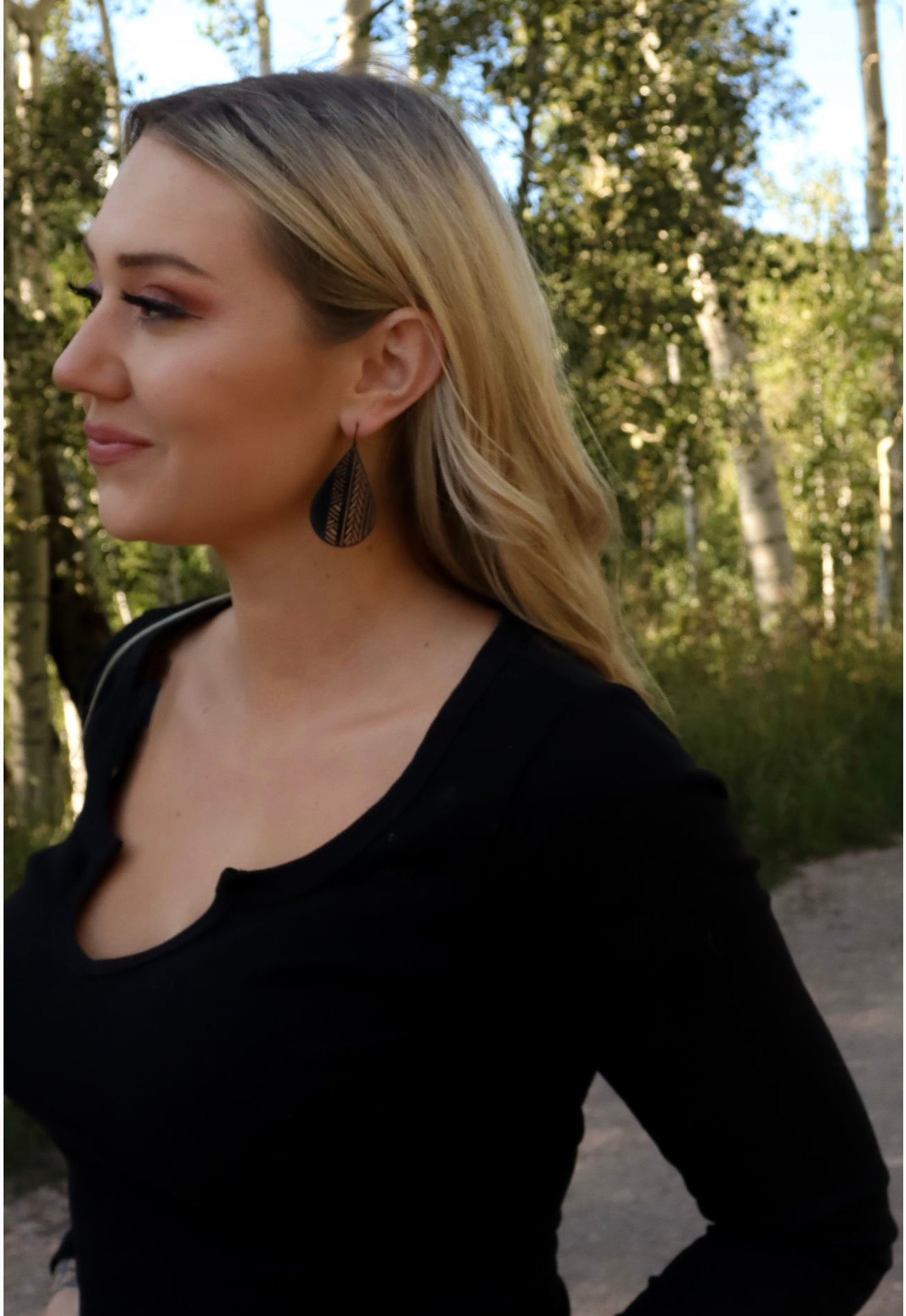 Teardrop Black Brass Earring