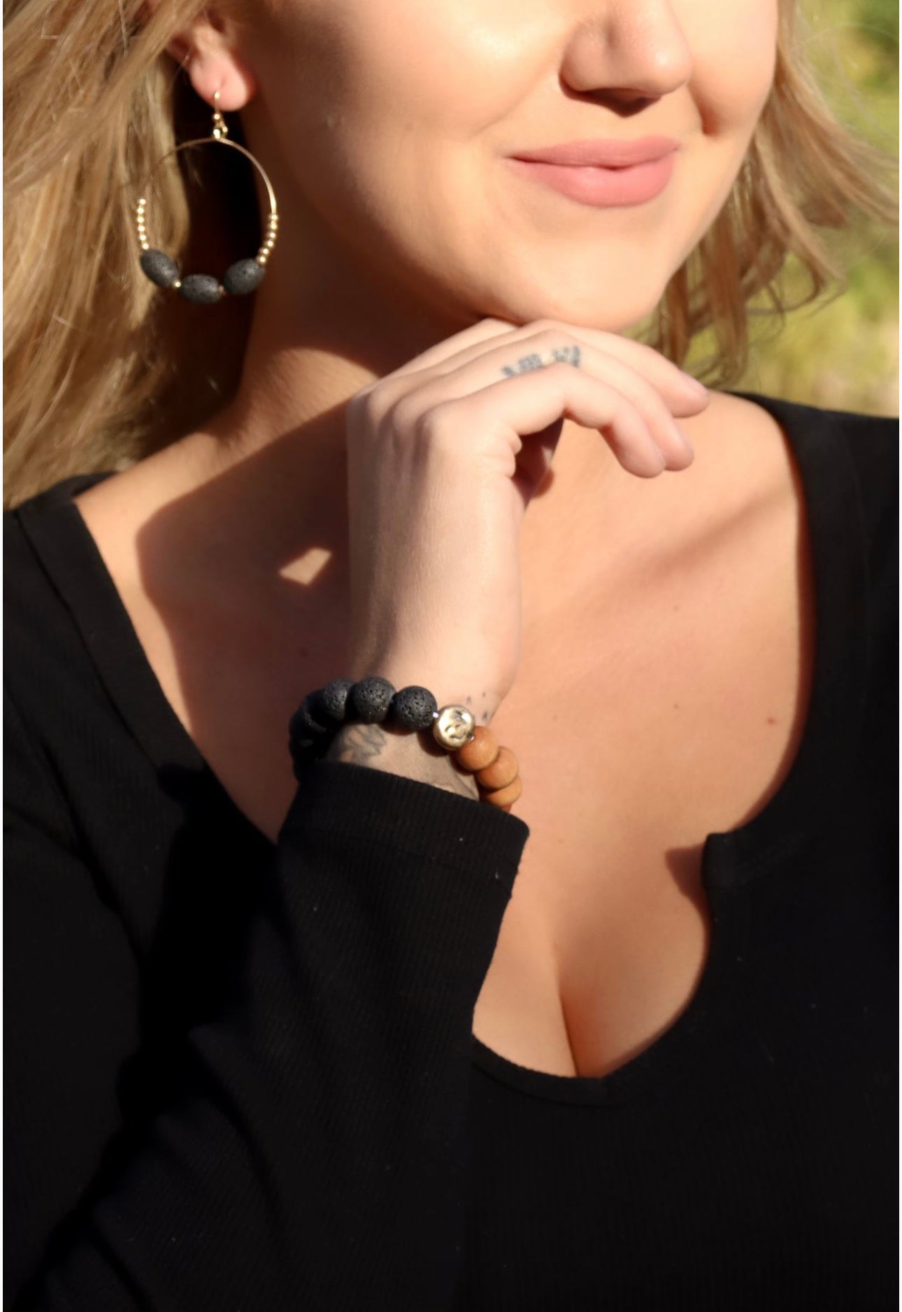 Wooden Lava Rock Bracelet