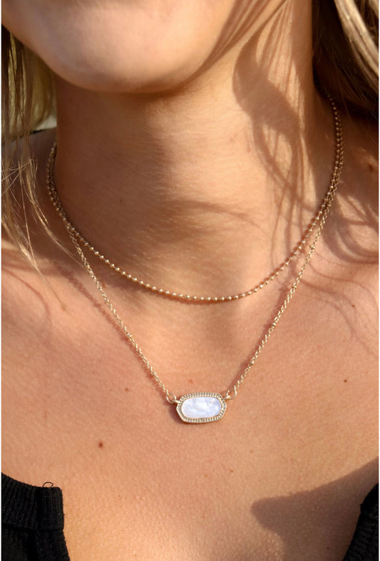 White Semi Stone Layered Necklace