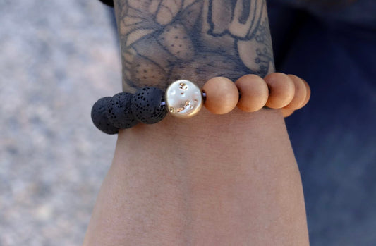 Wooden Lava Rock Bracelet