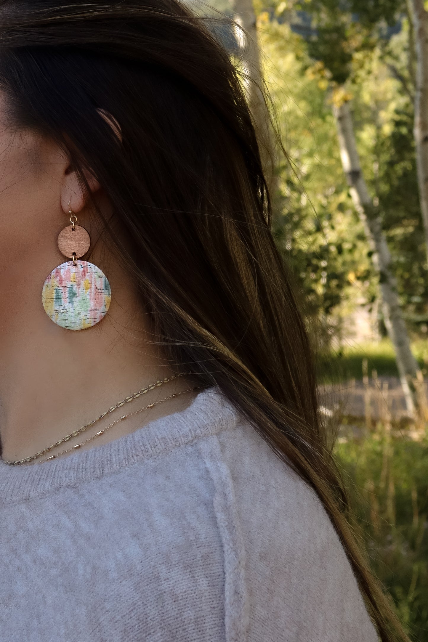 Leather and Wood Earring